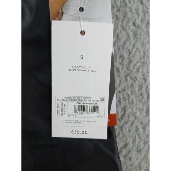 Ingrid + Isabel Maternity Leggings Women Small Black Shiny Faux Leather Pant NWT - Picture 3 of 9